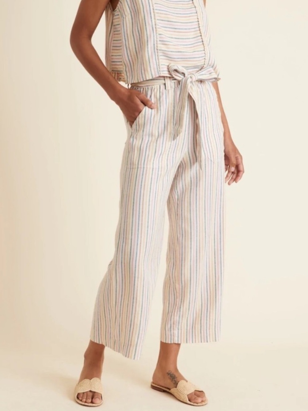 Marine Layer Mini Multi Stripe Shelly Belted Pants XS